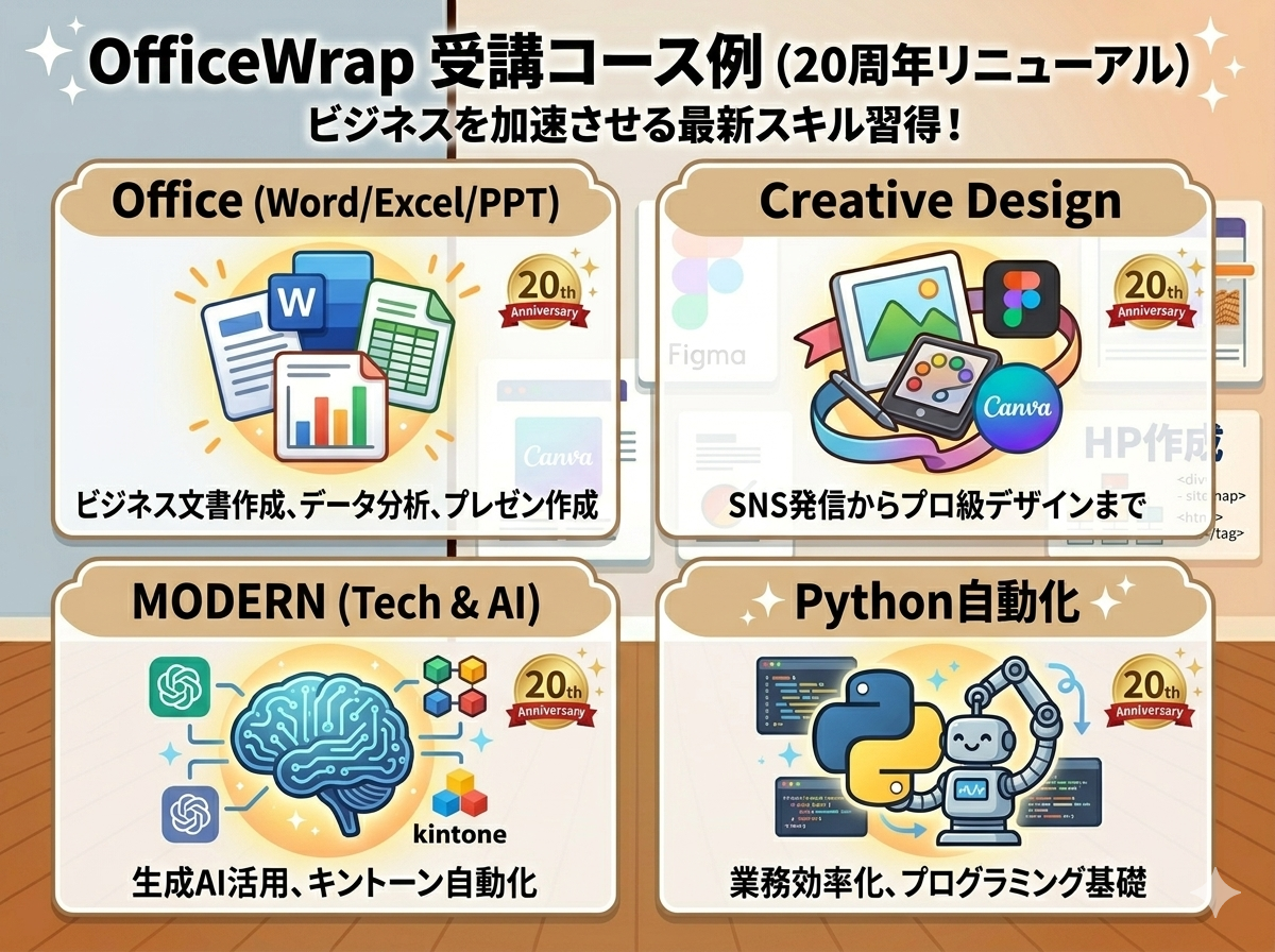 受講コース例：Office, Design, AI, Python